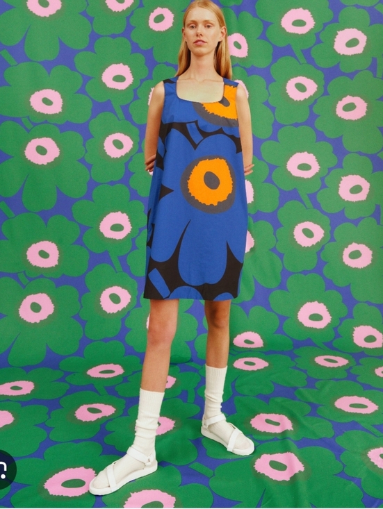 Marimekko Dresses & Skirts - Marimekko Kestit Blue Unikko Cotton Dress Size 34